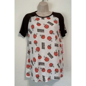 NFL Team Apparel Cleveland Browns Teens Juniors Brown White T Shirt Size M (7/9)